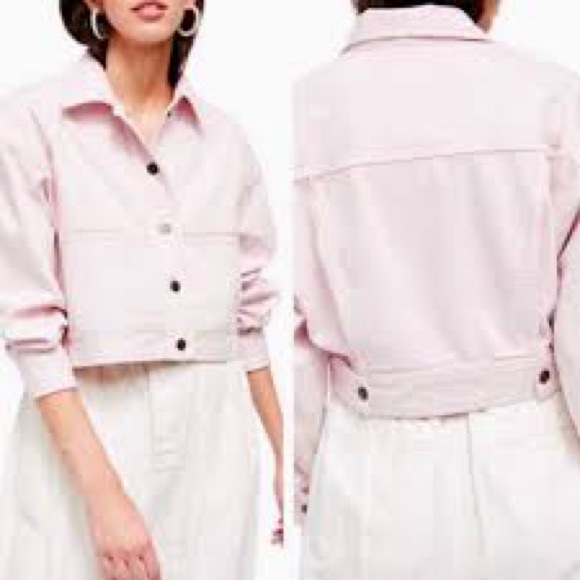 We The Free Jackets & Blazers - Free People Star Crosses Cropped Denim Jacket in Pink Sorbet size M